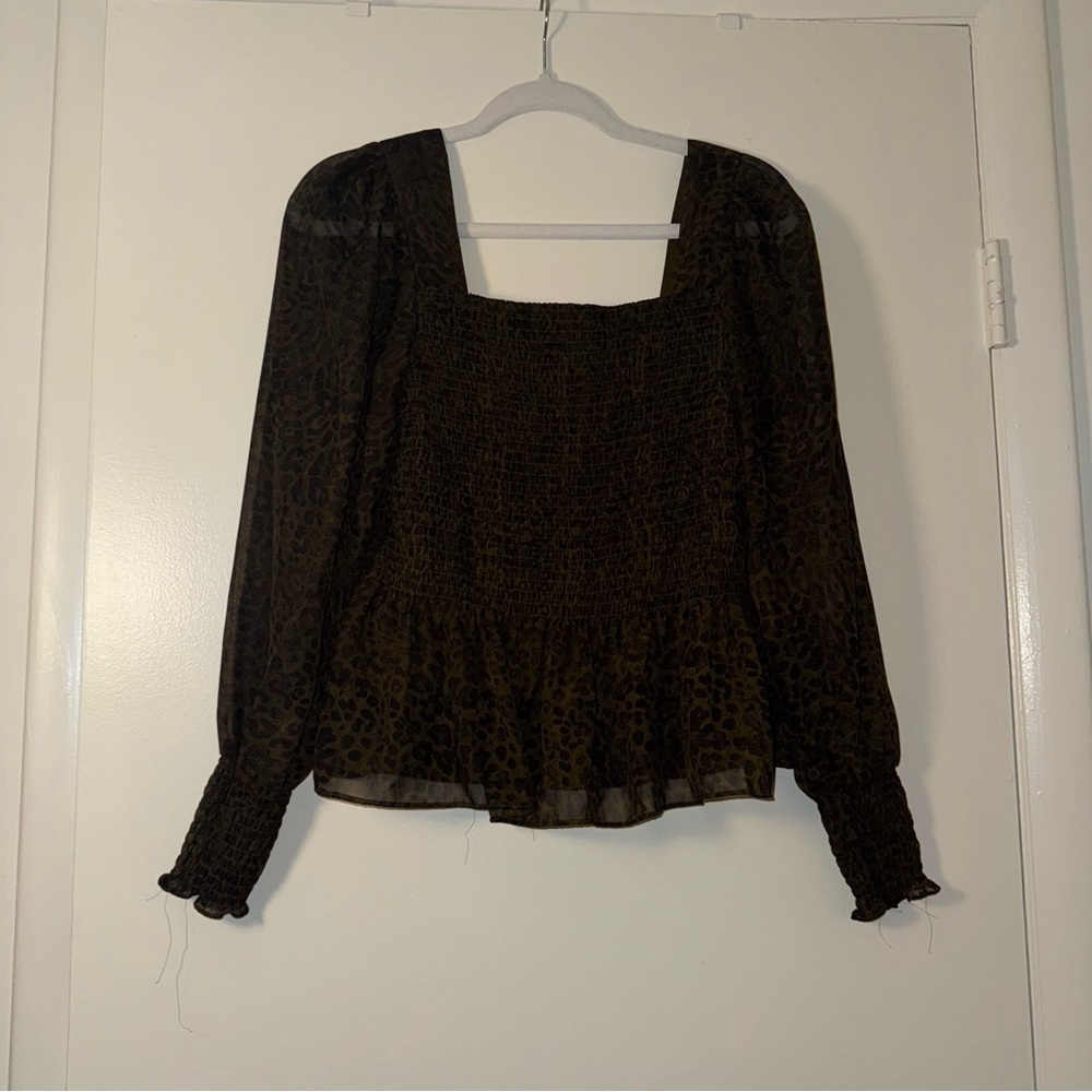 Nine West Black Leopard Print Blouse